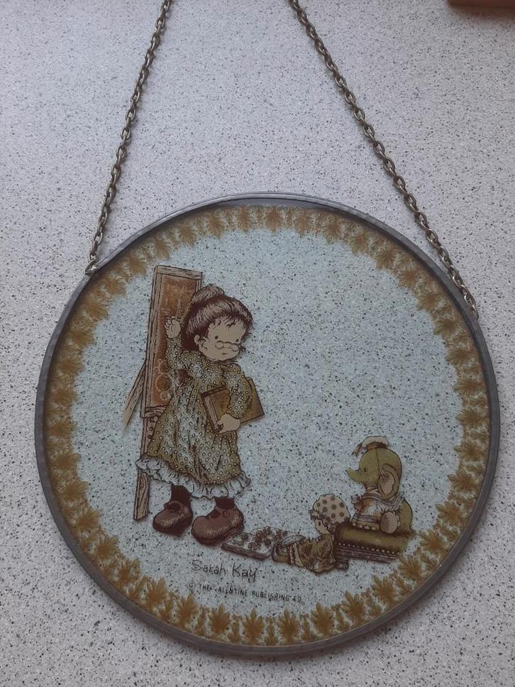 Vintage Sarah Kay raam/wandplaat met ketting jaren '70-'80, Huis en Inrichting, Woonaccessoires | Schilderijen, Tekeningen en Foto's