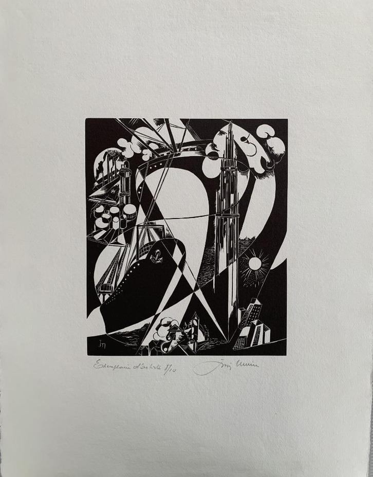 Joris Minne - grote houtsnede - Antwerpen, Antiek en Kunst, Kunst | Etsen en Gravures, Ophalen of Verzenden