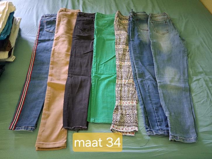 7 broeken - maat 34, Kleding | Dames, Broeken en Pantalons, Gedragen, Maat 34 (XS) of kleiner, Lang, Ophalen of Verzenden