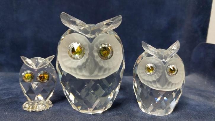 Swarovski - 3 uilen, Verzamelen, Swarovski, Gebruikt, Figuurtje, Ophalen