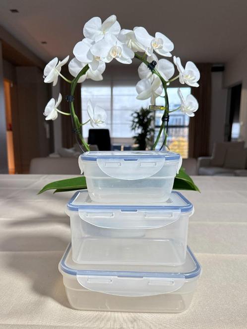 3x Bewaardozen / Tupperware dozen / Vershouddozen met deksel, Huis en Inrichting, Keuken | Tupperware, Gebruikt, Bak of Kom, Blauw