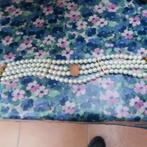 Halsjuweel parels wit 4 rijen Paviè - lengte 31 cm, Neuf, Enlèvement ou Envoi, Autres matériaux, Avec pendentif