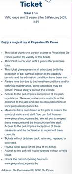 Zes (6) Tickets Plopsa Land De Panne, Tickets en Kaartjes