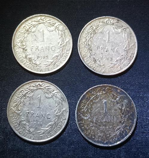 Lotje zilver munten 1 frank 1911-1913 - Albert I, Postzegels en Munten, Munten | België, Setje, Zilver, Zilver, Verzenden