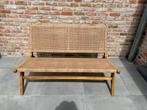 Banc de jardin en rotin et bois d'acacia 1m20, Jardin & Terrasse, Bancs de jardin, Enlèvement, Neuf, Rotin