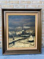 Schilderij op doek - getekend - winterlandschap, Ophalen of Verzenden