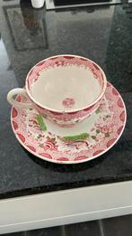 Deux tasses avec assiette Sarreguemines 19eme .