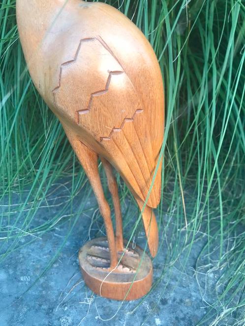 Kraanvogel teak 60 cm, Antiek en Kunst, Kunst | Beelden en Houtsnijwerken, Ophalen of Verzenden