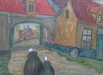 A. DE VRIENDT / BEGIJNHOF / ORIGINEEL WERK / 42x53cm KAD, Antiek en Kunst, Ophalen of Verzenden