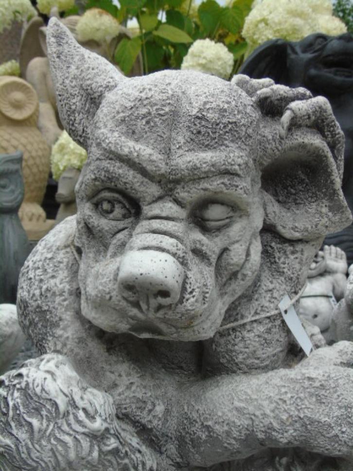 Gepatineerd stenen waterspuwerbeeld, Tuin en Terras, Tuinbeelden, Nieuw, Overige typen, Steen, Ophalen