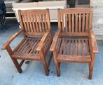 Set van 2 teak houten terrasstoelen, Tuin en Terras, Tuinstoelen, Ophalen, Gebruikt, Teakhout