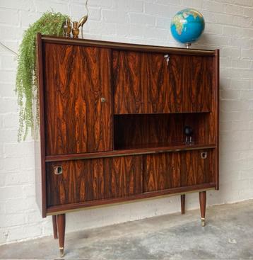 Retro vintage mid-century dressoir,high-board,mid-board,bark beschikbaar voor biedingen
