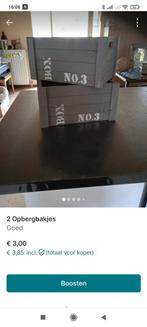 2 Opbergbakjes grijs, Ophalen, Gebruikt