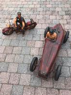 Moto en auto van kunststof., Antiek en Kunst, Ophalen of Verzenden
