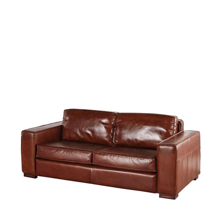 Canapé vintage 3 places en cuir marron, Maison & Meubles, Canapés | Salons, Utilisé, Banc droit, Trois personnes, Cuir, Enlèvement