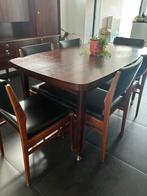 Vintage uitschuifbare eettafel met 6 stoelen, Huis en Inrichting, Tafels | Eettafels, Ophalen, Gebruikt