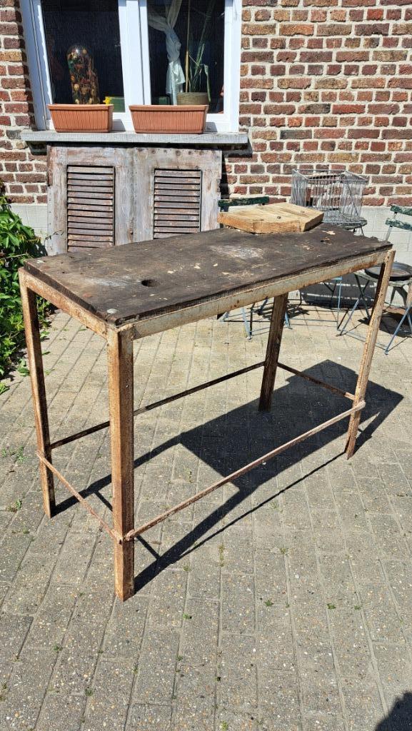Ijzeren Werktafel, Huis en Inrichting, Tafels | Sidetables, Metaal, Ophalen
