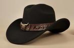 Cowboyhoed Zwart  Met Bull Bruine band (Nieuw), Kleding | Heren, Hoeden en Petten, Ophalen of Verzenden, Nieuw, 57 cm (M, 7⅛ inch) of minder