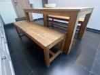 Tuintafel set in hout - Tafel en 2 banken in massief teak, Ophalen, Gebruikt