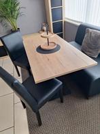 Beuken tafel + 2 lederstoelen en bankstel, Ophalen, Zo goed als nieuw