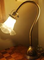 Art deco lamp, brass and glass + integrated switch, Enlèvement