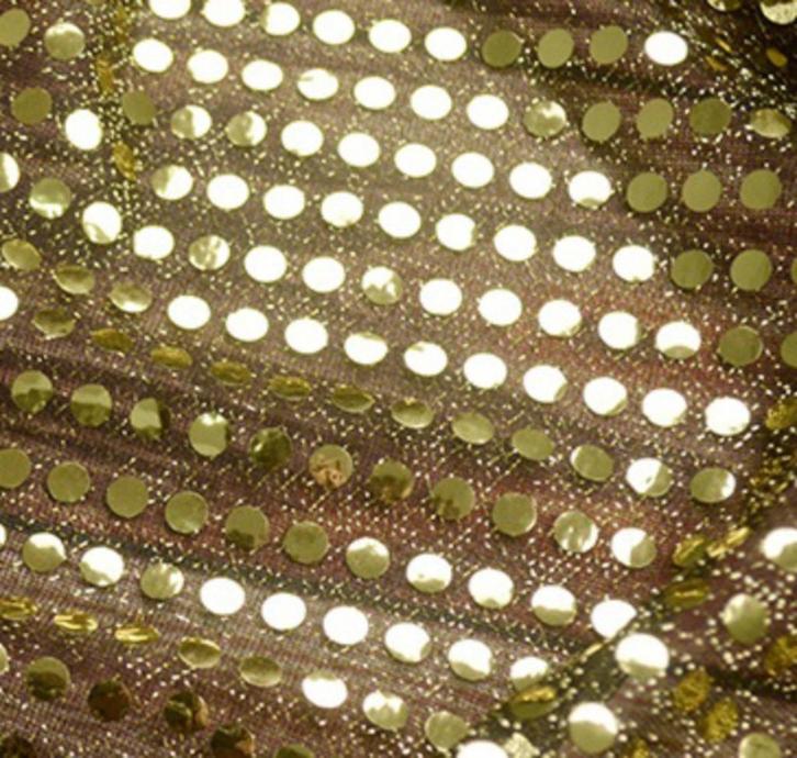 6503) 3 meter pailletten gouden stof zwarte achtergrond, Hobby en Vrije tijd, Stoffen en Lappen, Nieuw, Polyester, 30 tot 120 cm