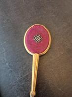 Handspiegel brocant - metaal met stof - uniek, Ophalen of Verzenden