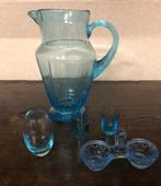 Set oud antiek blauw glas 5 stuks, Ophalen of Verzenden