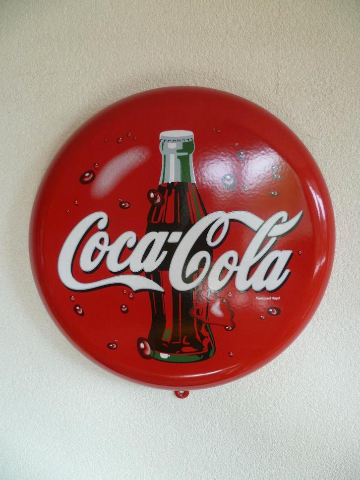 EMAILLE RECLAMEBORD"COCA-COLA MET FLESAFBEELDING"JAREN 80/90, Verzamelen, Merken en Reclamevoorwerpen, Nieuw, Reclamebord, Ophalen of Verzenden