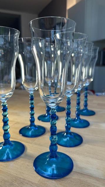 8 Flûtes à Champagne en Verre à pieds bleus, Enlèvement