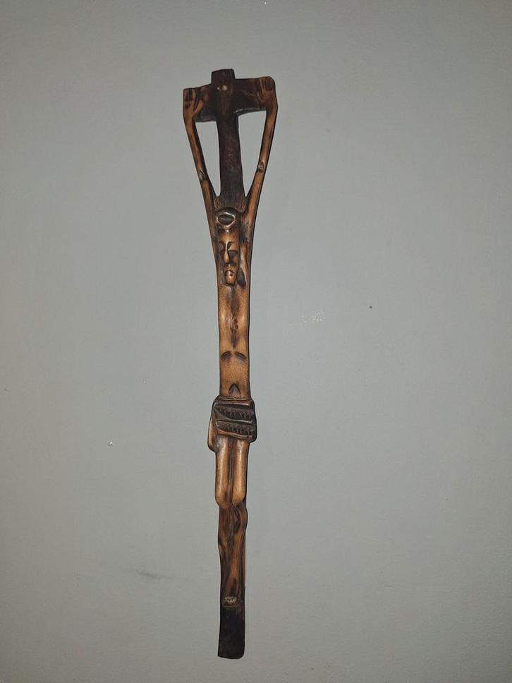 Houten Jezus aan Kruis Muurdecoratie, Antiquités & Art, Antiquités | Objets religieux, Enlèvement ou Envoi