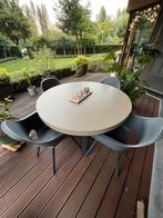 Thuintafel met 4 stoelen, Tuin en Terras, Ophalen, Gebruikt, Rond, Metaal