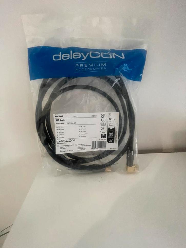 Câble d’antenne Sat coaxial DeleyCon 2m, Audio, Tv en Foto, Overige Audio, Tv en Foto, Zo goed als nieuw, Ophalen