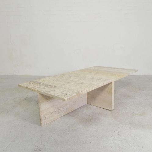 Set van 2 travertin salontafels, Up and Up, jaren 70, Antiek en Kunst, Antiek | Meubels | Tafels, Verzenden