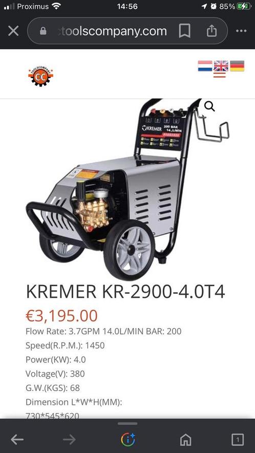 Kremer professionele hoge druk spuit 200bar, Tuin en Terras, Hogedrukreinigers, Nieuw, Ophalen