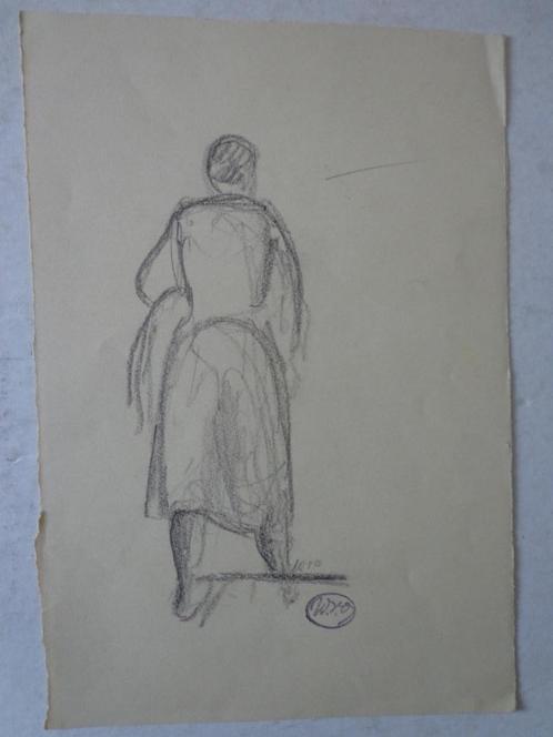 potloodtekening War Van Overstraeten Vrouw ruggelings, Antiek en Kunst, Kunst | Tekeningen en Fotografie, Ophalen of Verzenden
