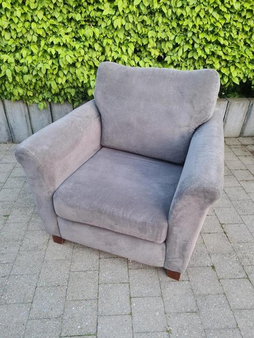 Grijs zeteltje strak model 1-zit, Huis en Inrichting, Fauteuils, Gebruikt, Stof, Ophalen