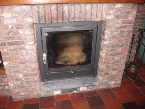 Flam cassette haard 80cm op 80cm , met warmelucht recuperati, Huis en Inrichting, Haarden, Zo goed als nieuw, Houthaard, Ophalen
