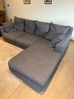 Grijze stoffen zetel 3zit met loungebank, Huis en Inrichting, Ophalen, Gebruikt, Stof