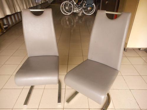 disign stoelen, Huis en Inrichting, Stoelen, Gebruikt, Twee, Leer, Grijs, Ophalen