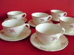 Boch - 6 Tassensets met roosje, Antiek en Kunst, Antiek | Servies los, Ophalen of Verzenden