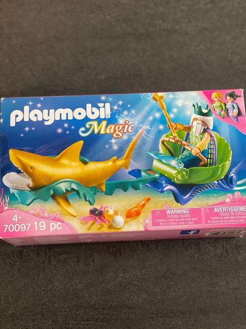 Playmobil Magic set 70097 Koning der zeeën met haaienkoets, Kinderen en Baby's, Speelgoed | Playmobil, Zo goed als nieuw, Complete set