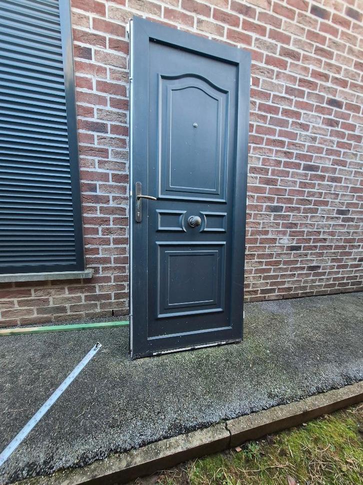 Porte d entree pvc bleue avec fixe vitré, Bricolage & Construction, Châssis & Portes coulissantes, Utilisé, Autres types, Autres matériaux