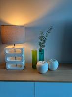 Koppel witte keramiek appels J-Line met 2 gekleurde vazen, Huis en Inrichting, Ophalen of Verzenden