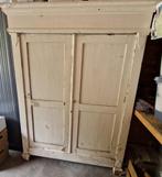 Witte houten kleerkast, Ophalen, Gebruikt, 100 tot 150 cm, 200 cm of meer