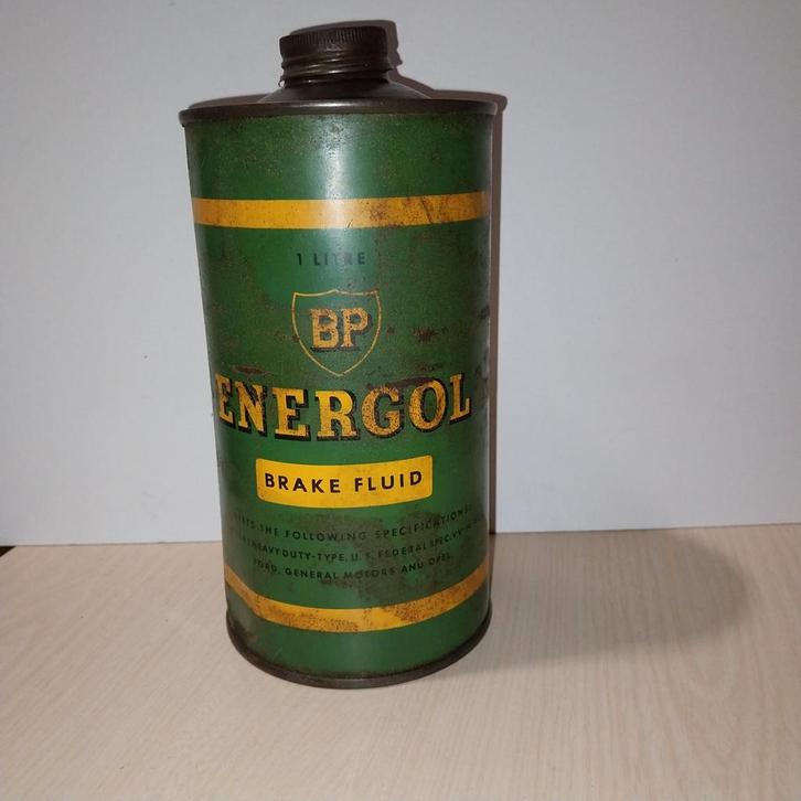 Vintage BP Energol – Brake Fluid blik (1 liter), Verzamelen, Blikken, Ophalen