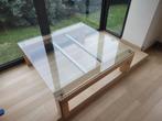 Moderne grote glazen salontafel, Huis en Inrichting, Tafels | Salontafels, Minder dan 50 cm, Eikenhout, 100 tot 150 cm, 100 tot 150 cm