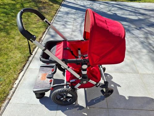 Bugaboo buggy met reiswieg en kinderzitje en meerijplankje, Kinderen en Baby's, Buggy's, Gebruikt, Regenhoes, Zonnekap, Ophalen