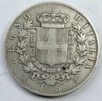 Av Pces ITALIË KM #8 „5 LIRES ZILVER” VANAF 1875 M BM, Postzegels en Munten, Ophalen of Verzenden, Italië, Losse munt, Zilver