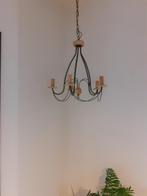 lustre 5 lampes metal et bois clair, Maison & Meubles, Comme neuf, Métal, Enlèvement, Lustre